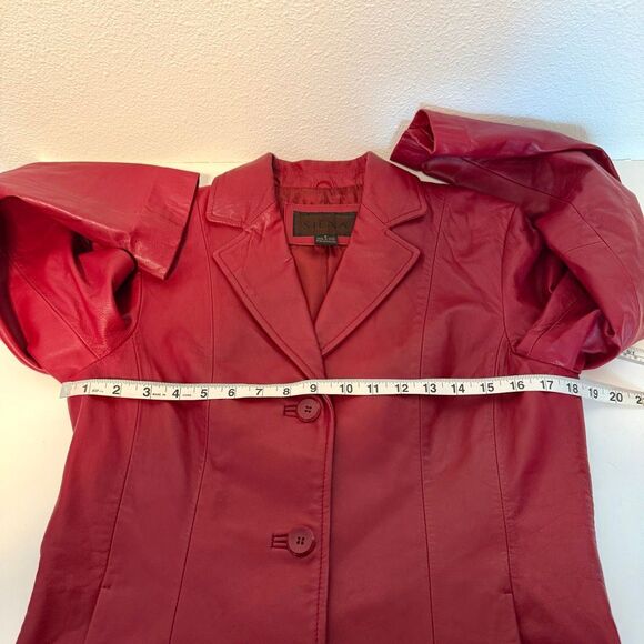 Siena Red Leather Jacket Size 6 - Picture 10 of 10